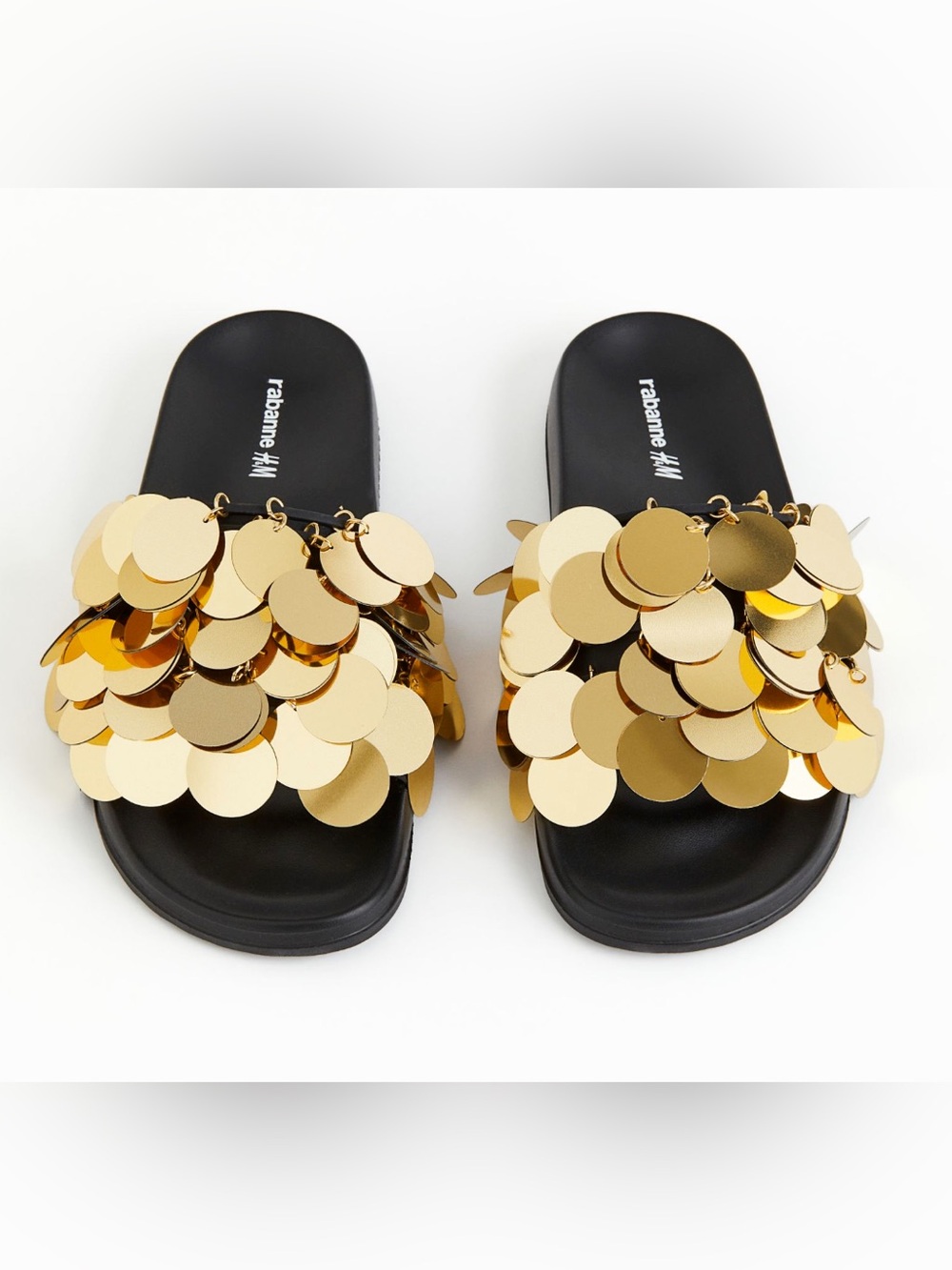 Paco Rabanne x H&M HM Sequin Disc Pool Slides Slippers Black